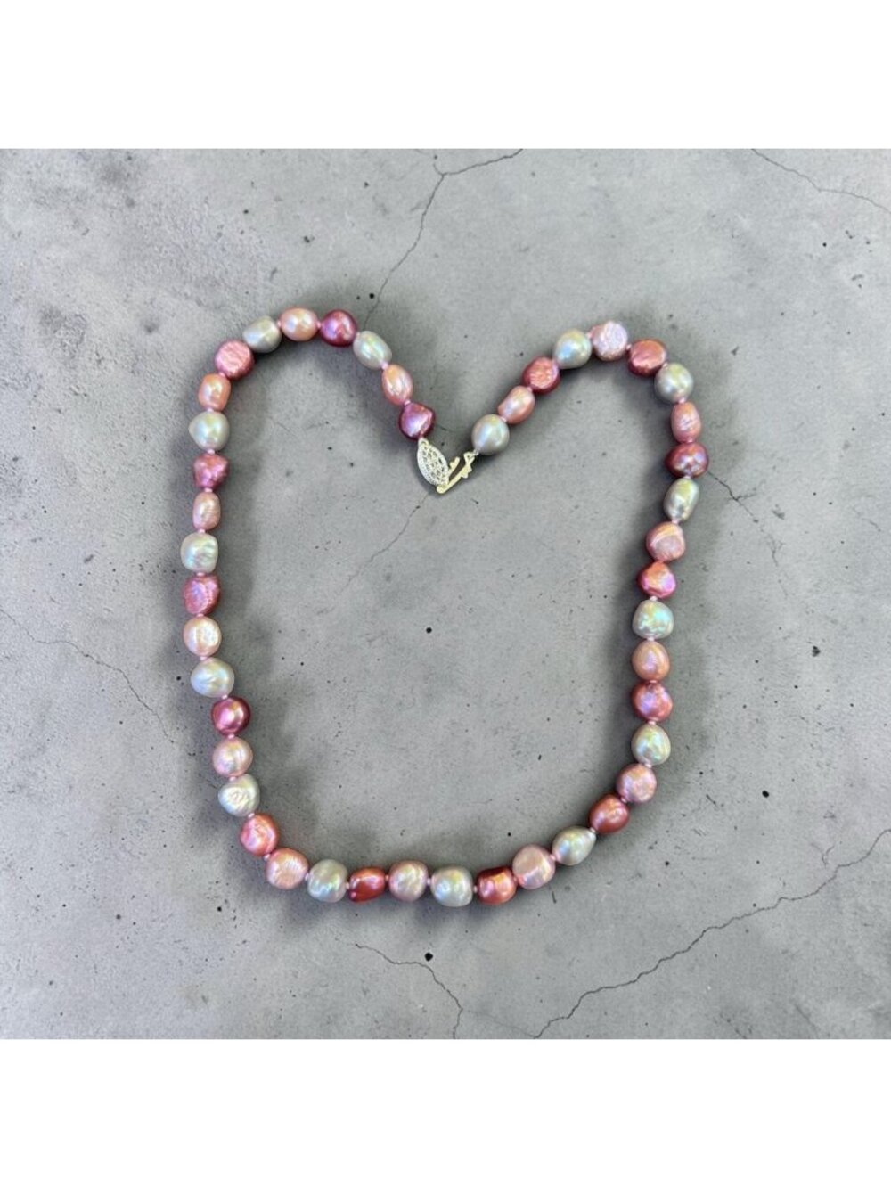 Vintage IPS Cultured Pearl Necklace & Bracelet 925 Set Multicolor Baroque Pearls - Picture 12 of 12